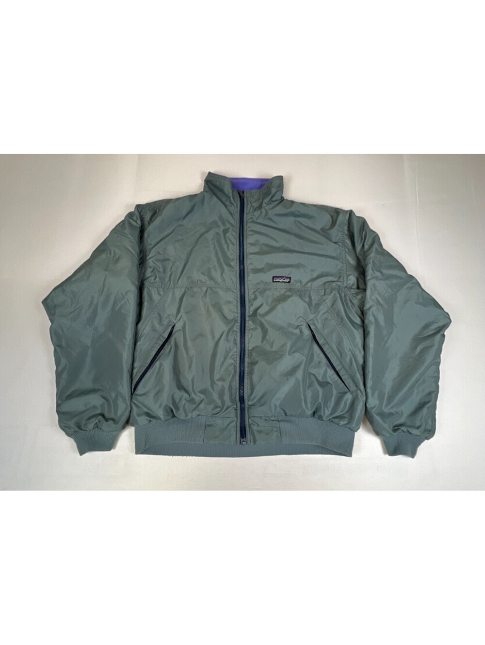 Vintage Patagonia Synchilla Bomber Jacket Green Purple Fleece Lined USA L